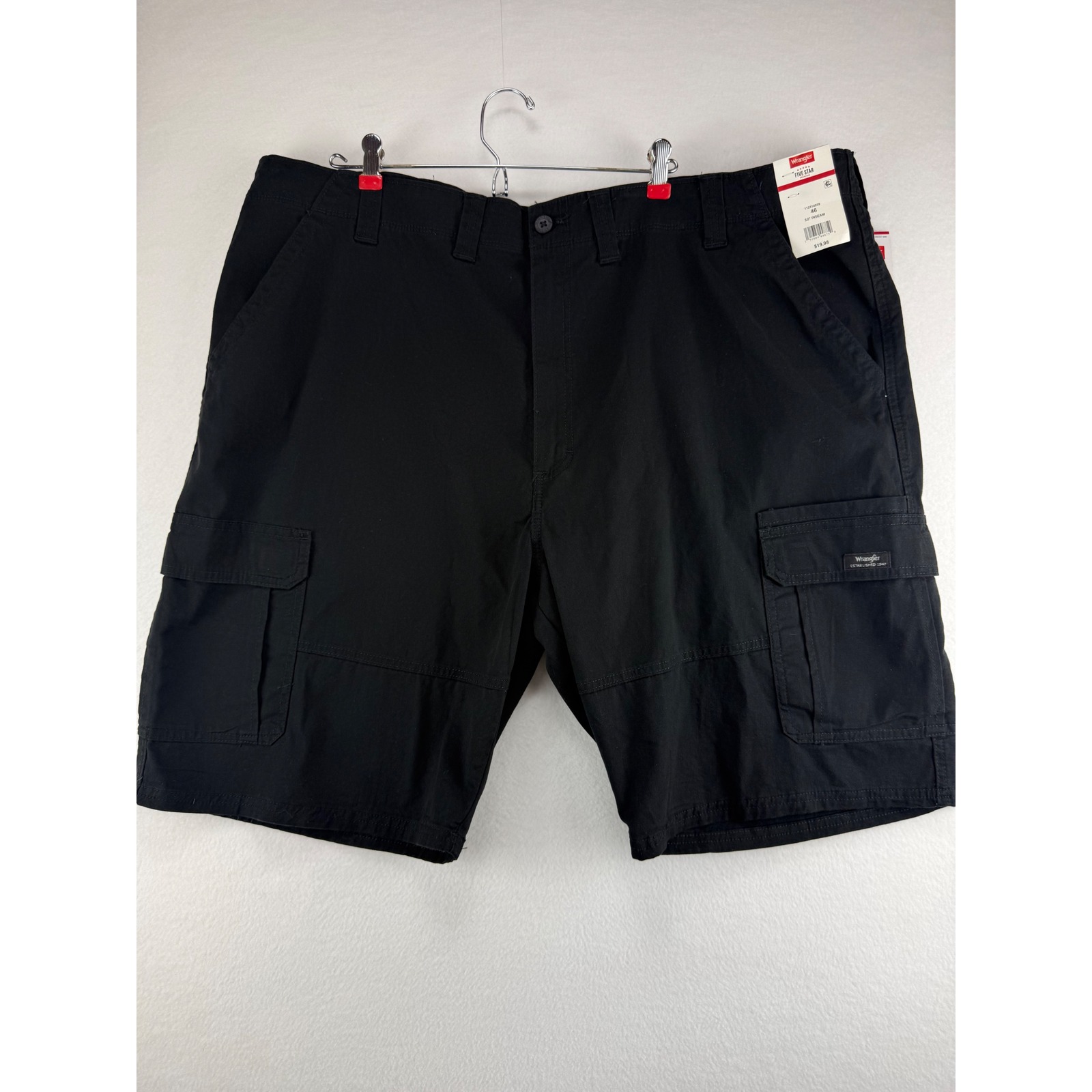Wrangler Five Star Premium Mens Black Cargo Shorts 46 Relaxed Fit Epic Soft 10in